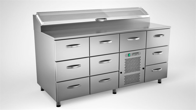 Kallskänkbänk 1600mm, 10 lådor