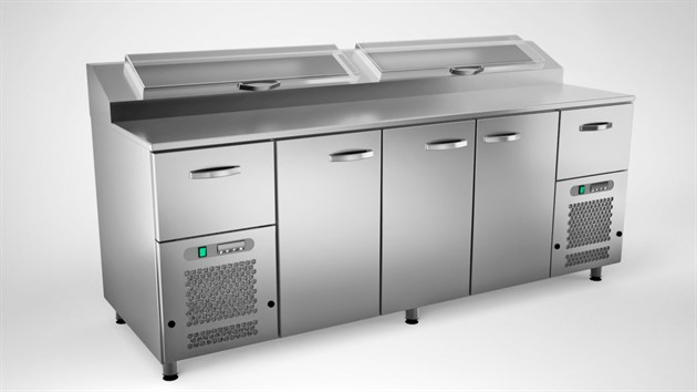 Kallskänkbänk 2000mm, 3 dörrar, 2 lådor