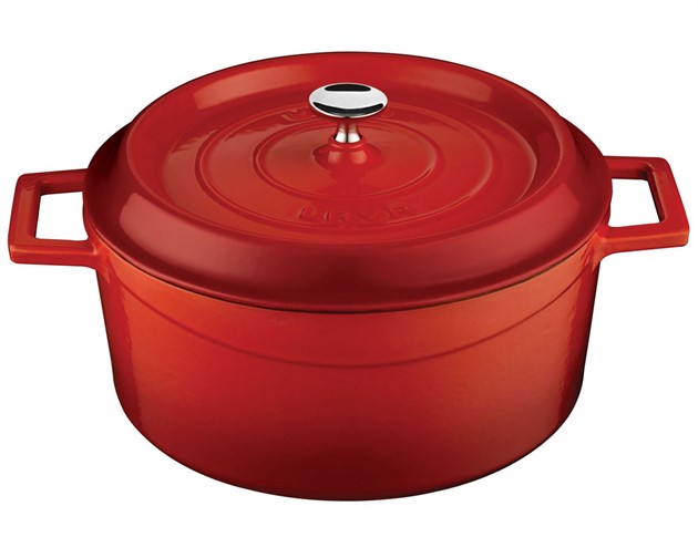 Gjutjärnsgryta 4,5L Röd Emaljerad utsida inkl lock