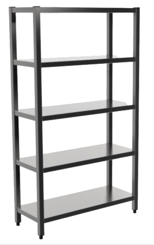 Golvhylla 5 hyllplan, djup 400mm