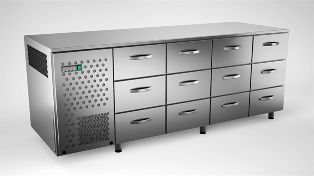 Kylbänk 2000mm, 12 lådor